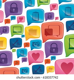 colorful pattern formed by dialogue social icons vector illustration