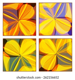 colorful pattern of four yellow flowers