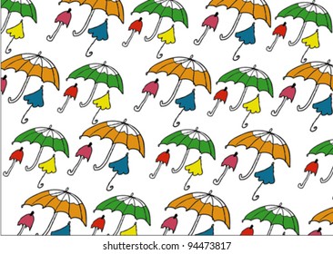 Colorful pattern with funny umbrellas