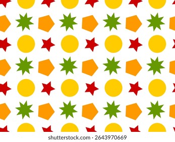 Colorful Pattern with Geometric Shapes in a Repeating Design. Ideal for wallpapers, backgrounds, or design inspiration with a playful and dynamic vibe.