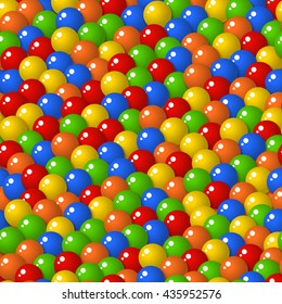 Colorful pattern with a lot of gumballs, mixed colors. Seamless vector background. Bright game background with glossy balls.