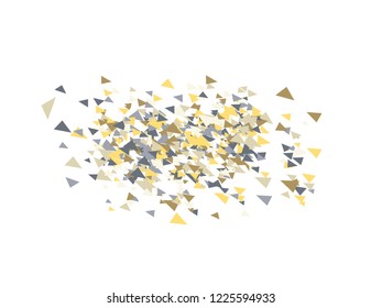 Colorful pattern with halftone metal triangles on white. Abstract confetti chaotic geometric. Triangular geometrical background. Infinity geometric pattern. Vector illustration. Scattered confetti