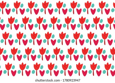 Colorful pattern with hand drawn flowers. Vector background illustration