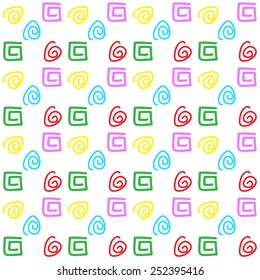 colorful  pattern with hand drawn spirals. Vector illustration