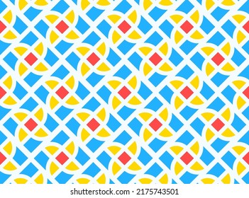 The colorful pattern has geometric shapes. Modern texture decoration element. Vector, 2022