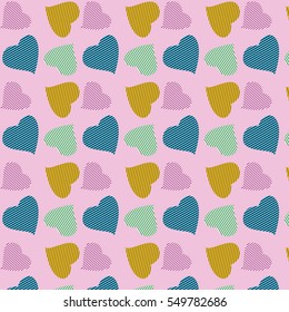 colorful pattern with  hearts. Background for Valentine's Day greetings cards and gifts papers. Vector illustration.