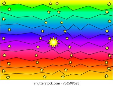 Colorful pattern with heavy line and star, vector, illustrator, background and texture, wallpaper.
