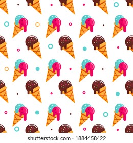 Colorful pattern of ice cream in modern flat style. Vector background illustration