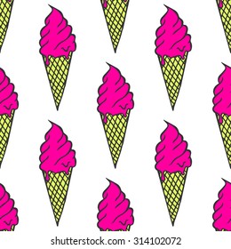 Colorful pattern of ice cream in pop art style
