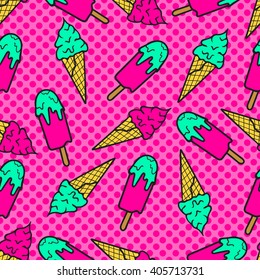 Colorful Pattern Of Ice Cream In Pop Art Style