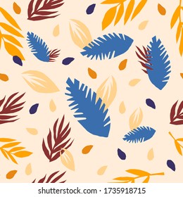 Colorful pattern with leaves in restrained colors.