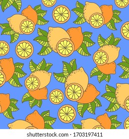 Colorful pattern with lemons. Vector.
