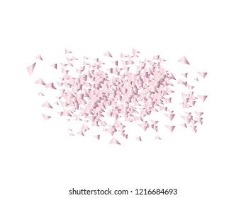 Colorful pattern with light pink triangles on white. Abstract confetti chaotic geometric. Triangular geometrical background. Infinity geometric pattern. Vector illustration. Scattered confetti