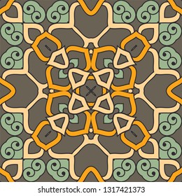colorful pattern with mandala. Vintage decorative element. Hand drawn pattern in Turkish style. Islam, Arabic, Indian, ottoman motif. 