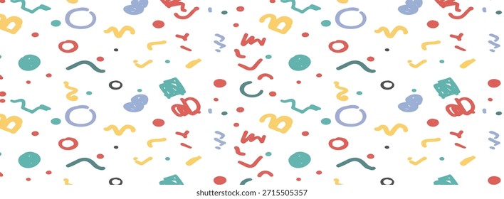 Patrón colorido con muchas Formas y letras diferentes