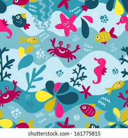 Colorful pattern with marine life
