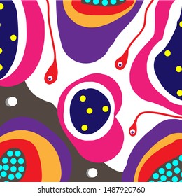 Colorful pattern memphis style. Creative doodle art header with different shapes and textures.