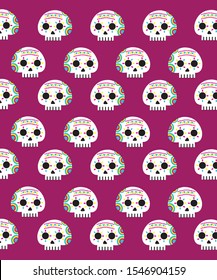 
Colorful pattern, mexican day of the dead. Pattern skull cartoon