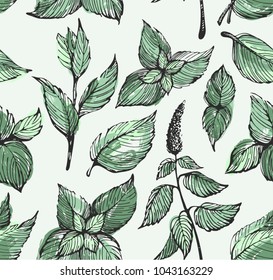 Colorful pattern with mint leafs