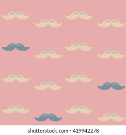 Colorful pattern, mustache art background design for fabric and decor. Men's mustache - pattern
