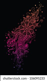 Colorful pattern on the black background.