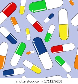 
Colorful pattern on the theme of medicine. Image with multi-colored pills.