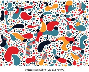 the colorful pattern colorful paint on a white background vector illustration, in the style of mosaic-like pointillism, organic shapes and curved lines, abstract minimalism appreciator, memphis design