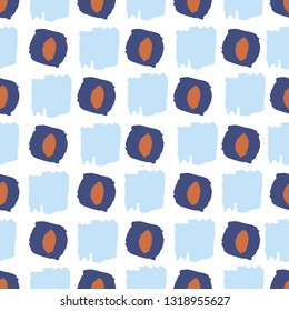 Colorful pattern with paint strokes and shapes. Vector hand drawn textures. Seamless abstract background. 