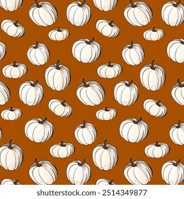 Colorful pattern with pumpkins.Vector seamless pattern with pumpkins on a colored background.