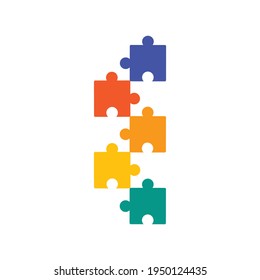 colorful pattern with puzzles, jigsaw, children's pattern Vector illustration on white background.