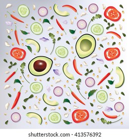 Colorful pattern Raw Food Background Vector Illustration