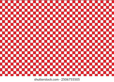Farbiges Muster mit roten und weißen Quadraten. Textil-Hintergrund für Textil, Druck, Papier, Stoff-Hintergrund, Tapete,