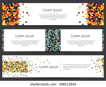 Colorful pattern with rhombus. Geometrical background. Vector banners set