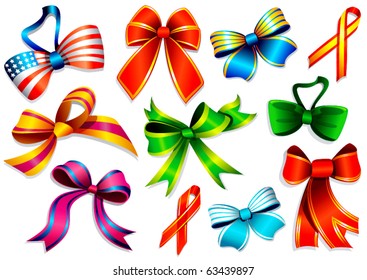 Colorful pattern ribbons and bow ties