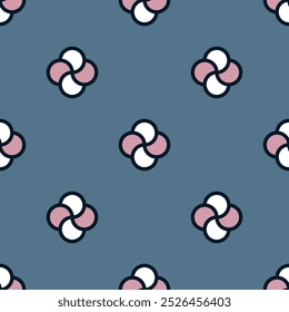 Colorful pattern round shapes motif seamless geometric background. Abstract floral modern fabric design textile swatch all over print block. Vector graphic digital illustration high resolution image.