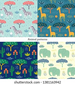 colorful pattern with savanna animal 