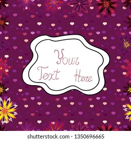 Colorful pattern. Seamless Flat design with abstract doodles on black, white and purple colors background. Vector illustration.