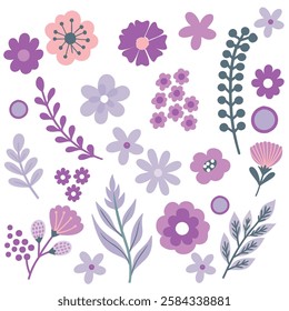 Colorful Pattern of seamless flowers set, Abstract botanical floral pattern in small abstract flowers,Vector botanical style .perfect for fabric, fashion print, banner, print design.