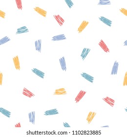 Colorful Pattern With Simple Scribbles. Vector Background, Isolated.