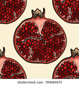 colorful pattern with sketched pomegranate, background or card design
