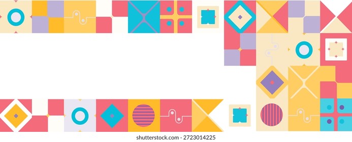 Colorful pattern with squares and mosaic background