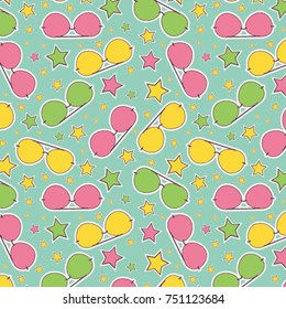 Colorful pattern with stars and sunglasses.