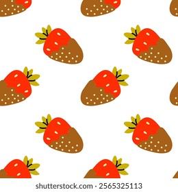 Colorful pattern of strawberries on a white background showcasing fruit design creativity
