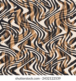 Colorful pattern study, leopard, zebra, textile, fabric, luxury marble and modern pattern. Digital print dress design tiger skin. wavy art design pattern. Bright wavy striped brown