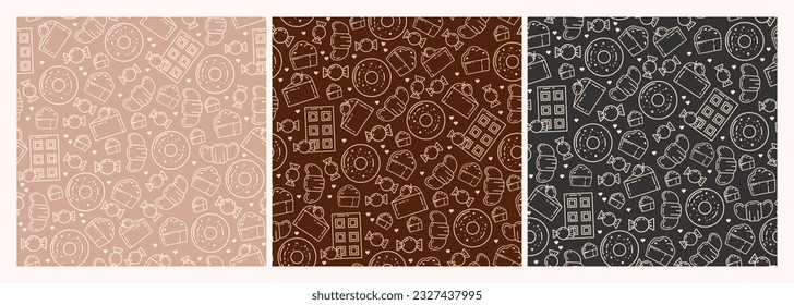 colorful pattern with sweets.Vector print SET