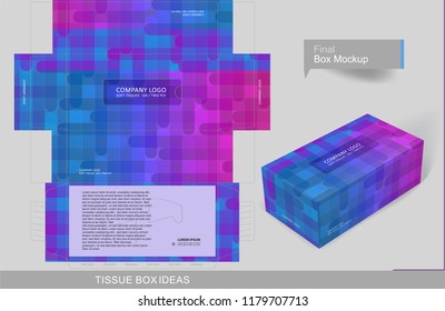 Colorful pattern tissue box concept, template for business purpose, place your text and logos and ready to go for print.