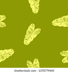 Colorful pattern of tropical leaves. Seamless jungle background. Palm leaf prints.