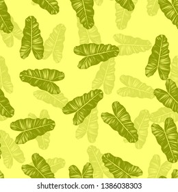 Colorful pattern of tropical leaves. Seamless jungle background. Palm leaf prints.