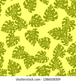 Colorful pattern of tropical leaves. Seamless jungle background. Palm leaf prints.