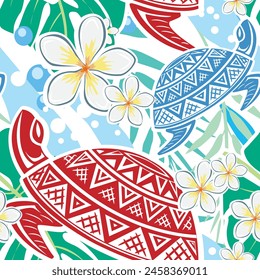 Colorful pattern with turtle, Beach motives